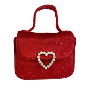 Cat & jack red Elegant Red Handbag with Pearl Heart Accent